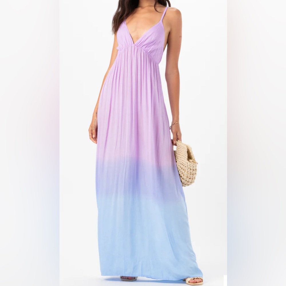 Tiare Hawaii Maxi Dress purple blue ombré NWT